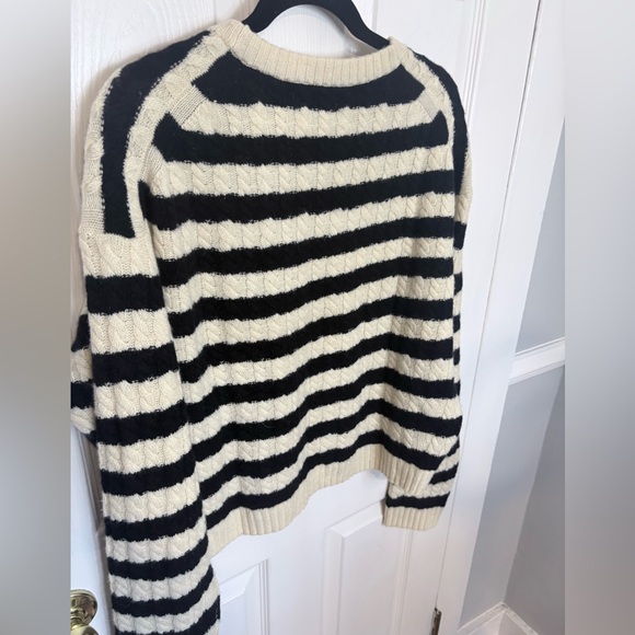 J.Crew Perfect Cashmere Cable-Knit Crewneck Sweater – Stripe | Size Large - Picture 7 of 10
